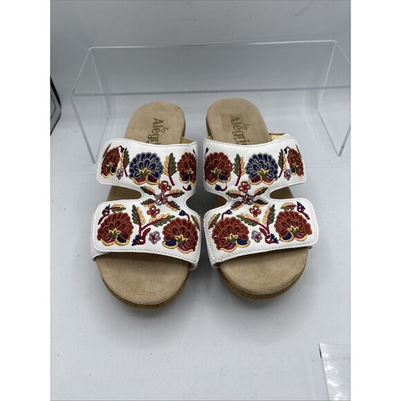 Alegria Lin 600-N White Needles & Pins Embroidered Comfort Sandals EU 37 US 7 - Picture 9 of 12